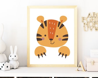 Ritratto di tigre Wall Art Nursery Print Animale PDF stampabile Download immediato Animale Kids Room Decor Genere neutro