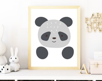 パンダの肖像画 壁アート 保育園 プリント 動物 印刷可能 PDF 即時ダウンロード 動物サファリ 子供部屋 装飾 性別不問