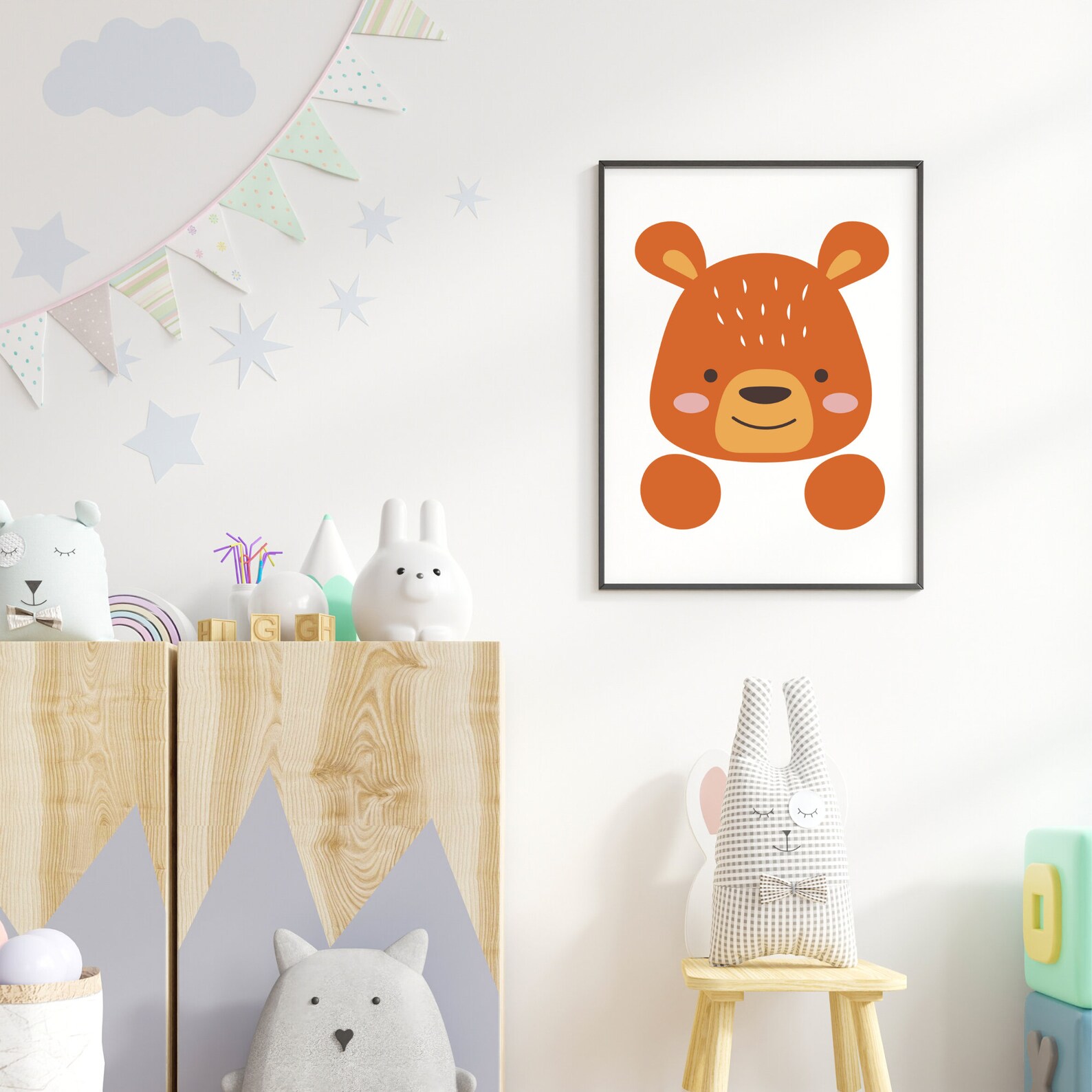 Bear Portrait Wall Art Nursery Print Animal Printable PDF Instant