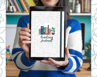 Diario de lectura digital para lectores, rastreador de lectura imprimible y rellenable, planificador literario estético para amantes de la lectura.