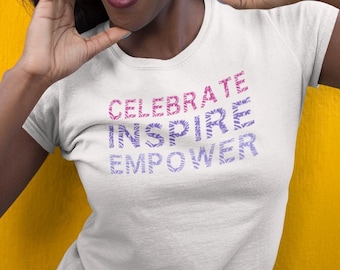 Positivity Shirt Zebra Print Tshirt Celebrate Inspire Empower T-shirt Inspirational Gender Equality Positivity Tee for women