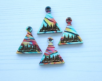 DIY Engraved Forest Wooden Triangle Earring Pieces, Wood Pendants, Bulk Wholesale, Craft Supplies, Jewelry Making