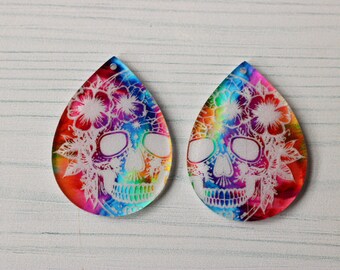 DIY Floral Skull Tear Drop Jewelry Making Pendant Earrings Handmade Rainbow Wholesale Bulk Craft Supplies