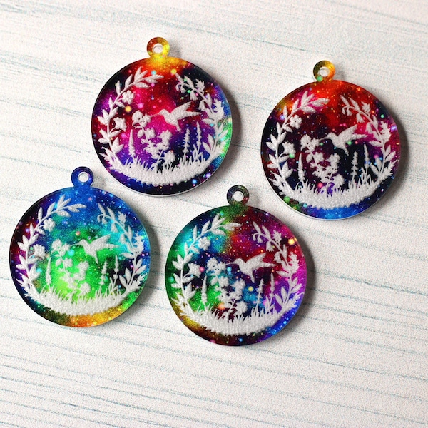 DIY Humming Bird Earring Blanks Jewelry Making Rainbow Galaxy Pendant Charms Wholesale Bulk Craft Supplies