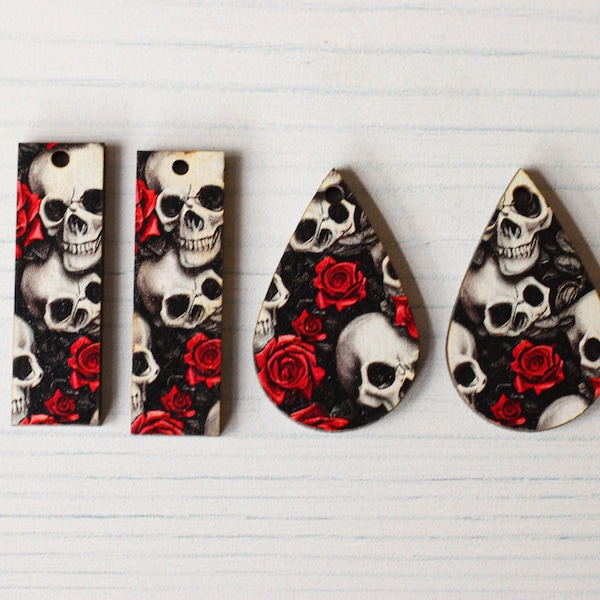 DIY Jewelry Making Earring Blanks Pendant Charms Red Roses Floral Skull Wholesale Bulk Craft Supplies Handmade Minimalist