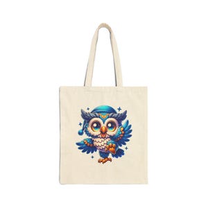 Cotton Canvas Tote Bag - Cute Owl Design, Owl Lover Gift, Animal Print Bag, Reusable Shopping Bag, Nature Inspired Tote