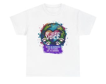 Koszulka unisex Be Their Voice Heavy Cotton, koszulka Animal Rescue, słodka koszulka dla miłośników zwierząt, koszulka z nadrukiem Dog Adoption, prezenty dla obrońców zwierząt,