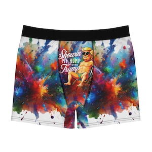 Funny Trump Hump Men&#39;s Boxer Briefs, Political Underwear, Novelty Boxers, Humorous Gag Gift, Colorful Boxer Shorts