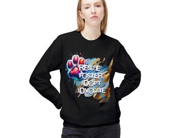 Animal Rescue, Animal Rights, Foster, Adopt, Dog Lover, Cat Lover Unisex Midweight Softstyle Fleece Crewneck Sweatshirt