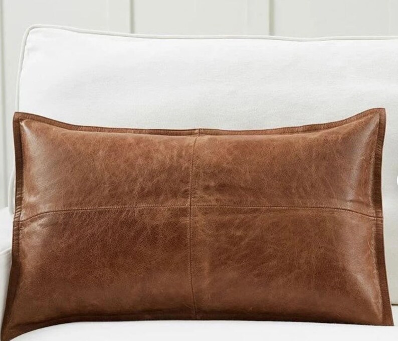Genuine Lambskin Leather Pillow Cover Sofa Cushion Case Etsy