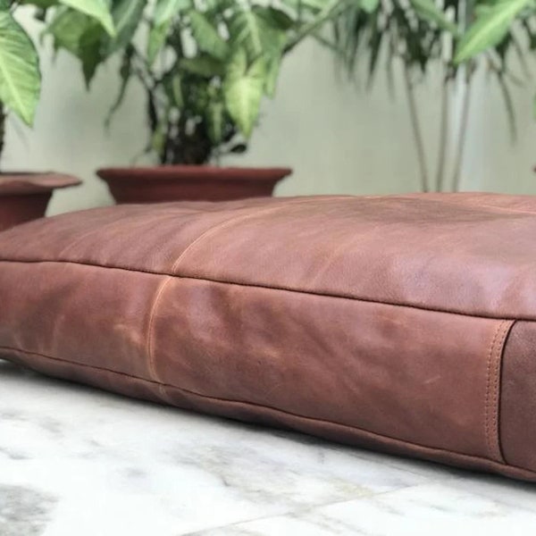 Customized Genuine Leather Seat Cushion Cover, Dining Cushion, Table Seat Pad, Rectangular Floor Cushion Cover, Customized Leather Pet Bed