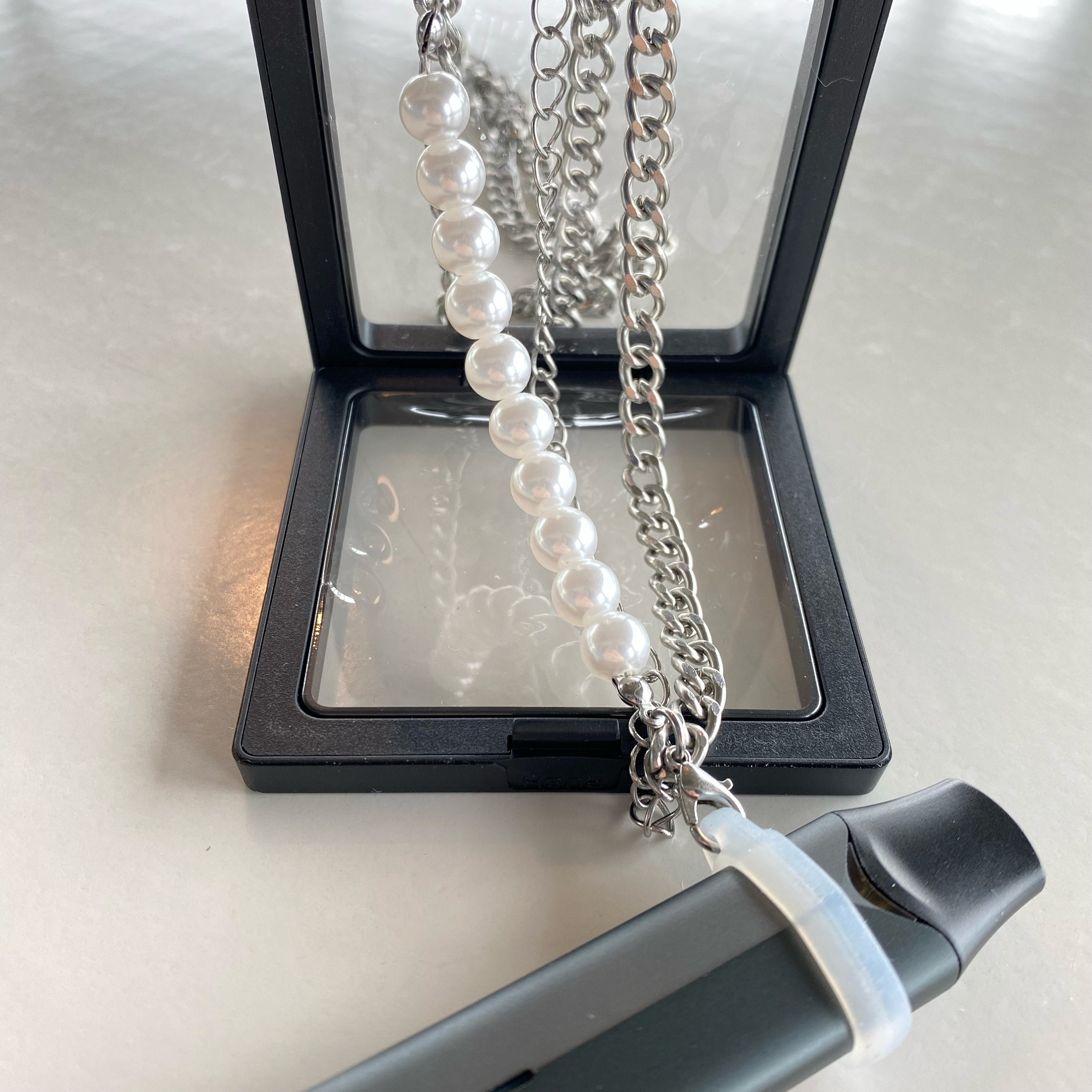 vuse alto necklace Pearl Shape Anti Loss Vape Holder for Juul Stlth, Stainless Steel Vape Device Chain, Fashion Vape Necklace, Vape Lanyard Accessory Style:Mango Glue Letter Guide to Does Shell Order Today