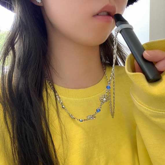 Support anti-perte pour vapoteur en pierre bleue pour modle Juul Vuse,  chane pour appareil  vapoter en acier inoxydable, collier tendance pour  vape, accessoire pour cordon vape - Etsy France