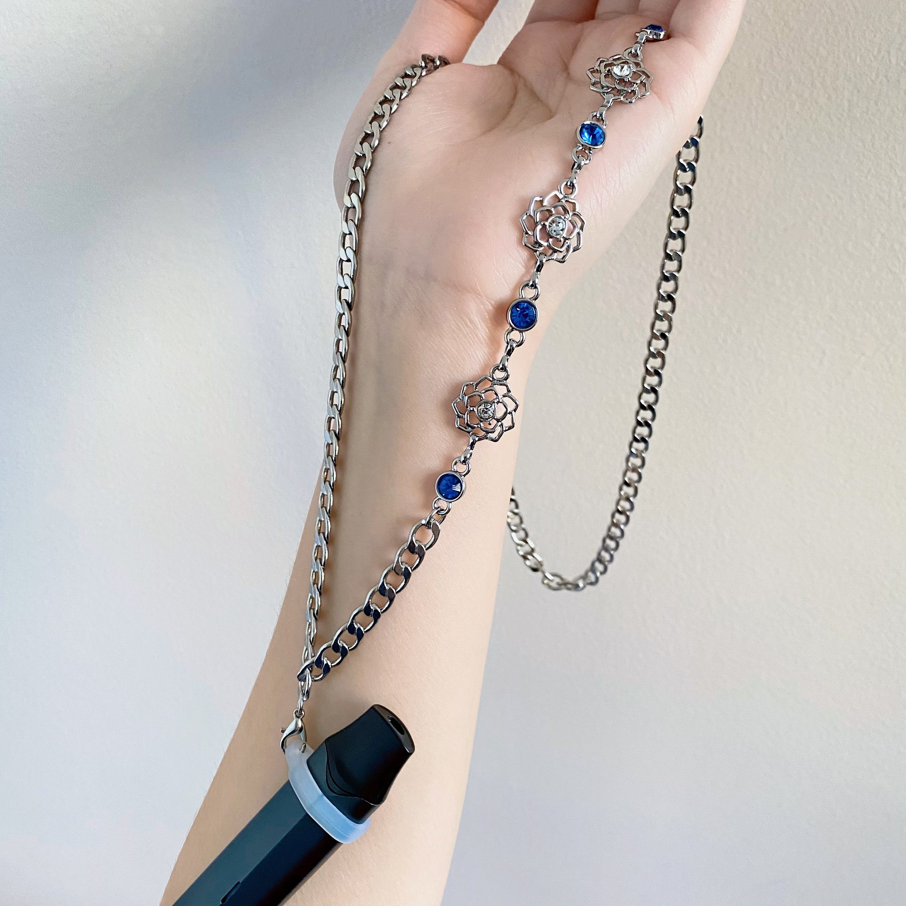 Blue Stone Anti Loss Vape Holder for Juul Vuse Stlth, Stainless Steel Vape  Device Chain, Fashion Vape Necklace, Vape Lanyard Accessory