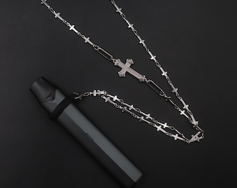 Soporte antipérdida en forma de cruz para vapeador Juul Vuse Stlth, cadena de acero inoxidable para dispositivo de vapeo, collar de vapeo de moda, accesorio de cordón para vapeo