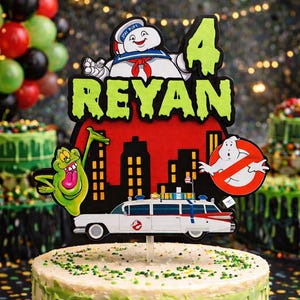Personalized Ghostbusters Cake Topper, Birthday Party Decor