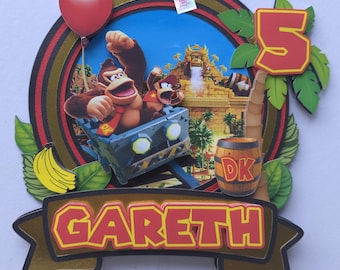 Personalized Donkey Kong Cake Topper — Video Game Birthday Cake Decoration