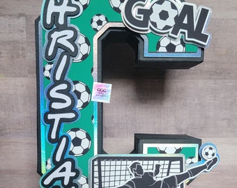 Soccer themed 3d letter. Soccer party centerpiece, soccer birthday party