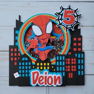 Spider boy comic theme cake topper, shaker cake topper, Spiderman cake topper