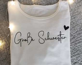 Große Schwester / Weiß/ Geschenkidee/ Schwangerschaftsankündigung/Shirt