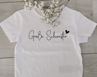 T-Shirt Big Sister / White / Gift Idea / Pregnancy Announcement