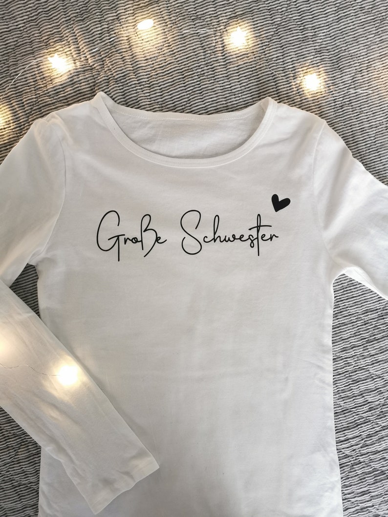 Große Schwester / Weiß/ Geschenkidee/ Schwangerschaftsankündigung/Shirt Bild 6