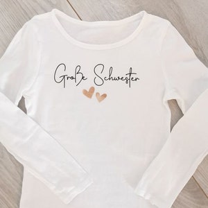 Große Schwester/ Langarm-Shirt weiß/ Schwangerschaftsankündigung/ Geschenkidee Bild 4