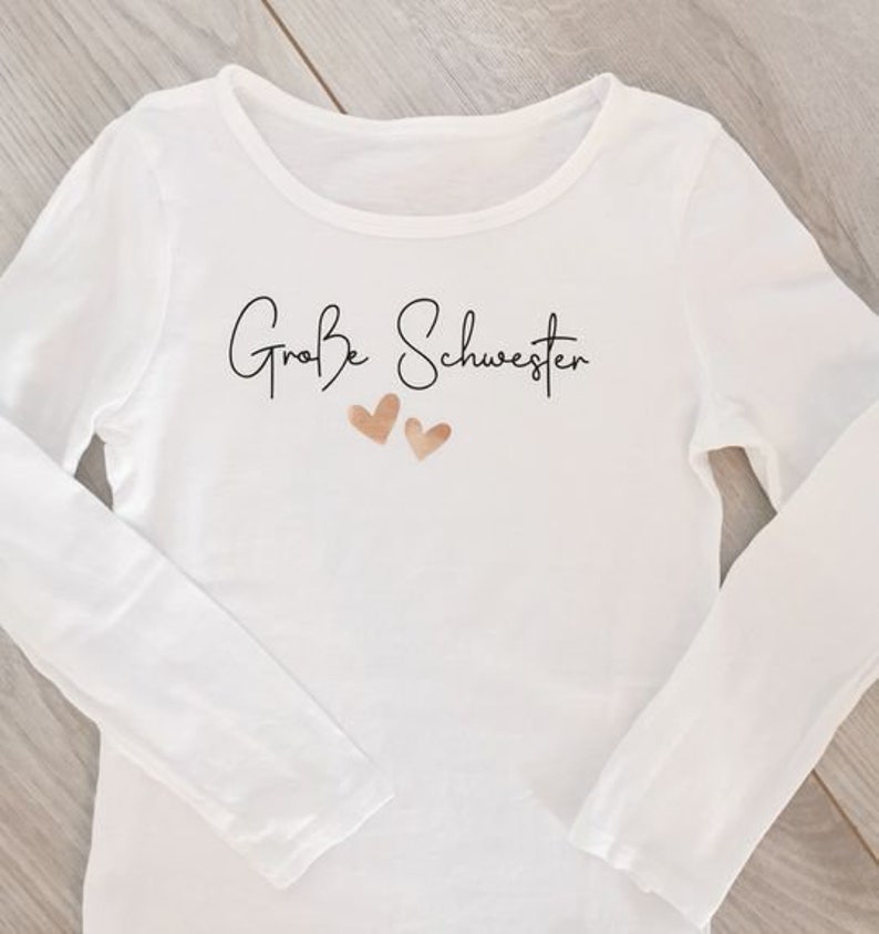 Große Schwester/ Langarm-Shirt weiß/ Schwangerschaftsankündigung/ Geschenkidee Bild 4