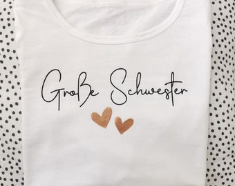 Große Schwester/ Langarm-Shirt weiß/ Schwangerschaftsankündigung/ Geschenkidee