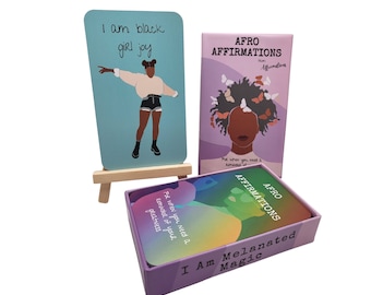Affirmation cards for Black women and girls, sprinkled with Black Girl Magic; Self-care daily cards powered by Affromations