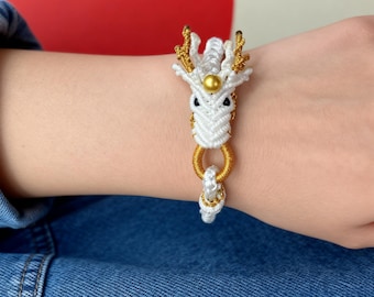 Pulsera de Dragón Hecha a Mano – Accesorio de Moda Fantasía – Joyería de Cuerda Ajustable Regalo para Mujeres, Adolescentes y Niños