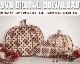 Rattan Pumpkin SVG Set | Boho Fall SVG| Fall Decor SVG | MultiLayered Fall Svg | Rattan Shape Svg | Pumpkin Svg Cut File | Cricut Glowforge