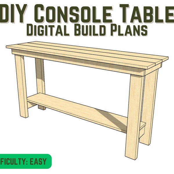 DIY Console Table Build Plans | Step By Step Instructions | Easy Woodworking Plans | Entry Table DIY | DIY Farmhouse Table Plans | Furniture