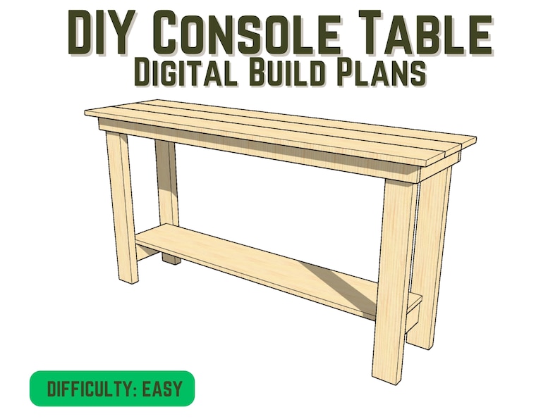 DIY Console Table Build Plans Step by Step Instructions Easy