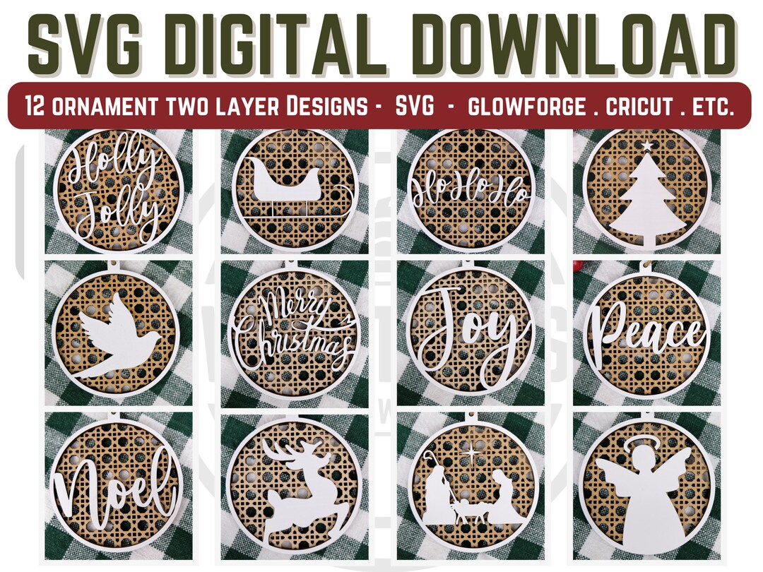 Christmas Ornament SVG Bundle 12 Designs Ornament Set Cut File