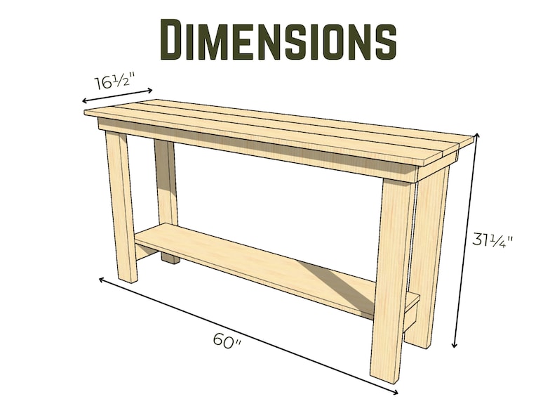 DIY Console Table Build Plans Step by Step Instructions Etsy