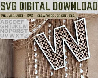 Rattan Letter SVG Set | SVG Letters | Rattan Svg | Alphabet Svg | MultiLayered Svg Letter | Boho Letter Svg| Cricut | Glowforge | Silhouette