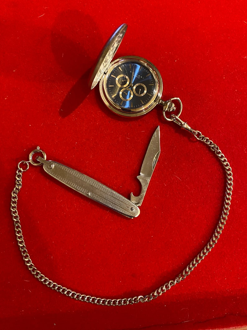 Colibri Pocket Watch With Pocket Knife on Chain Etsy