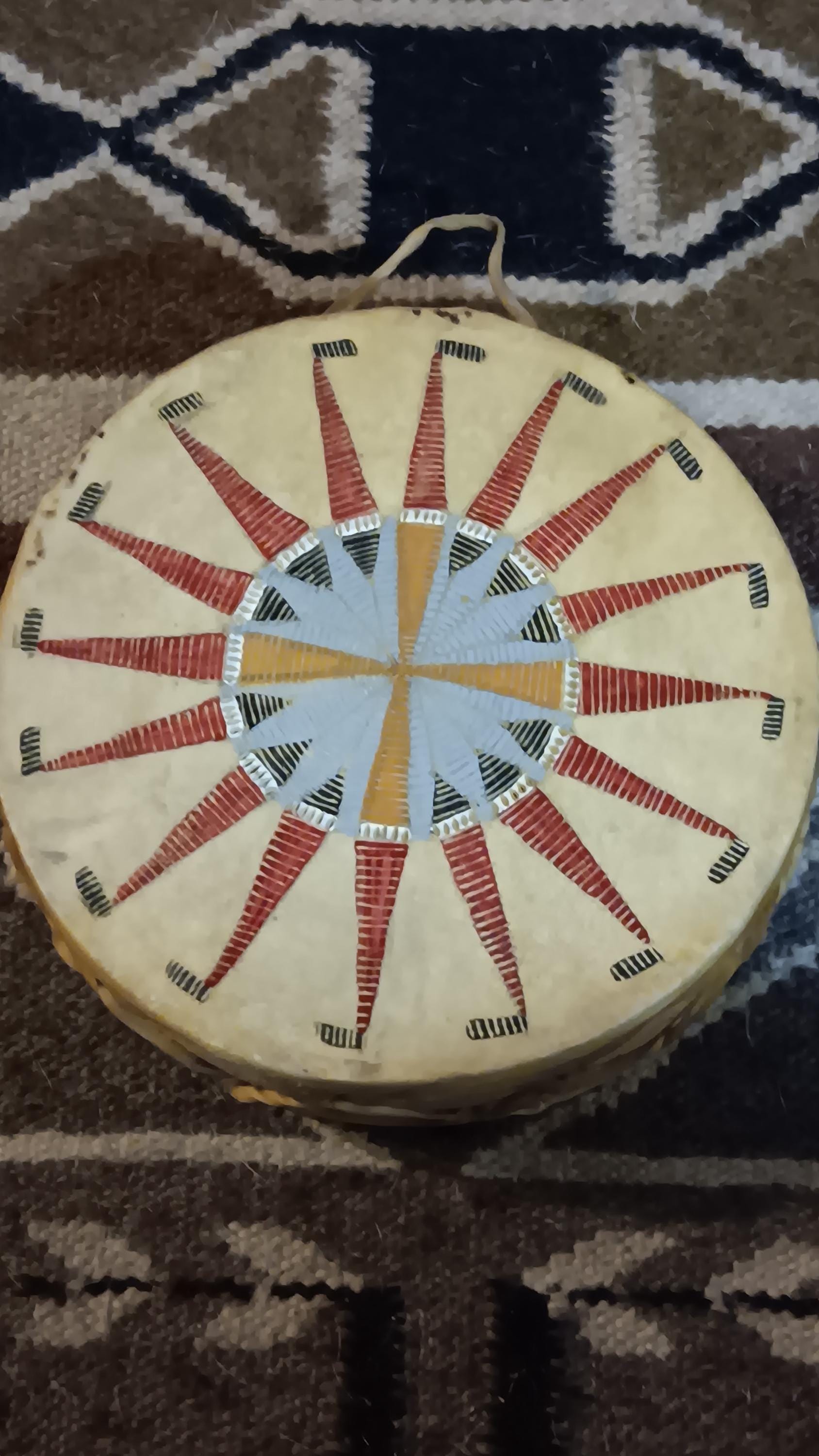 7 inches rawhide drum hand made by artist Sherri Heath