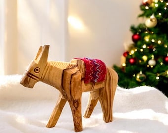 Olive wood Donkey, Small olive wood Donkey for Nativity, wooden donkey, Nativity Christmas decor