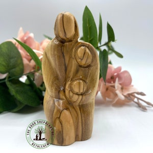Olive wood Holy Family, Hand carved Wooden Holy Family, Religious home decor, Holy Family Statue - Virgin Mary, Joseph and Baby Jesus