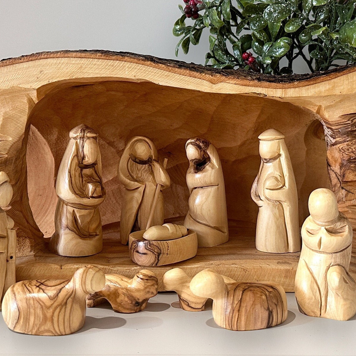 Hand carved nativity scene