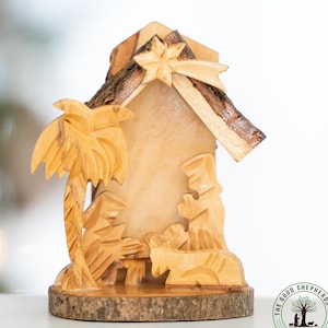 Presepe in legno d&#39;ulivo, Presepe di Natale fatto a mano in Terra Santa, Decorazioni per la Natività di Natale