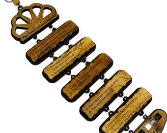 Olive Wood Ten Commandments Wall Hanging | Holy Land Hand-Carved Christian Home Decor with Olive Oil & Water from the Holy Land