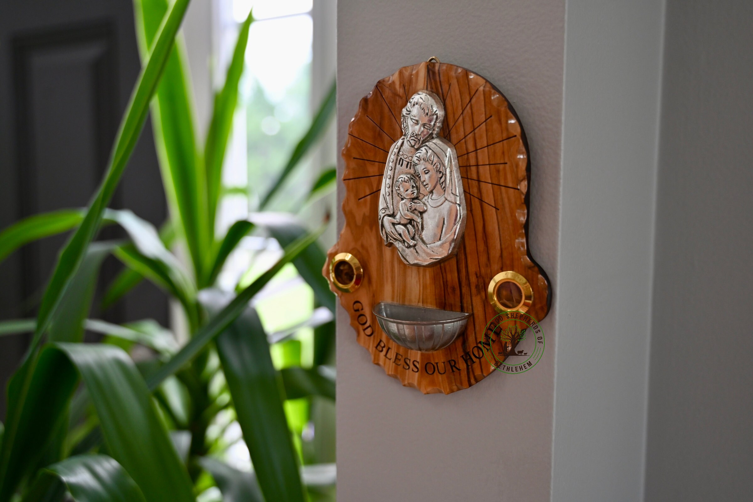 Olive Wood Holy Water Font Holy Family Water Font Blessed - Etsy