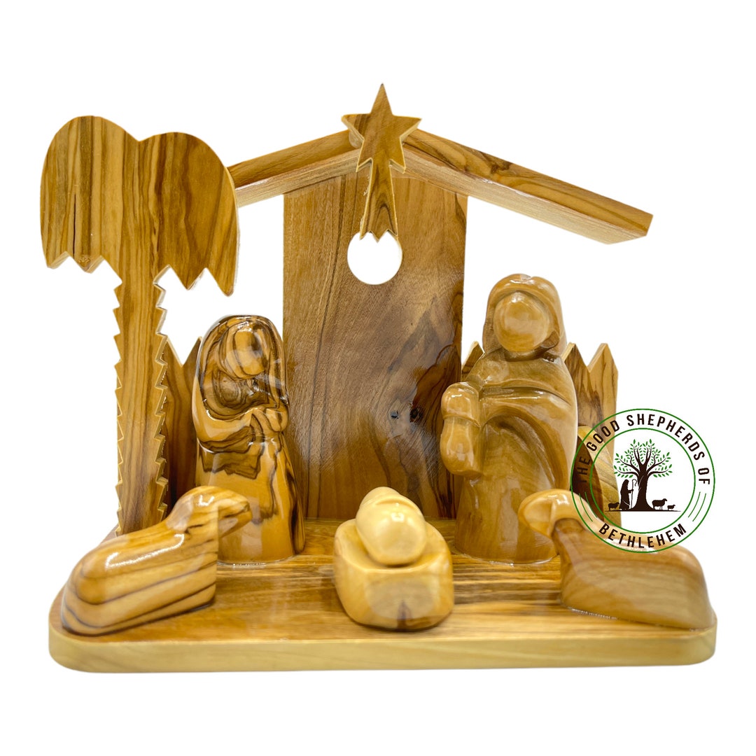 Olive Wood Hand Made Nativity Scene Olive Wood Nativity Set Etsy