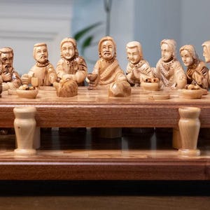 Large Olive wood Last Supper Master piece, Olive wood Last Supper hand carved in Bethlehem the Holy Land, Religious home decor