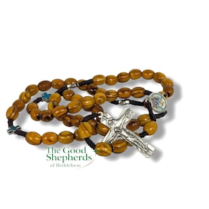 Olive Wood Rosary with Bethlehem Soil – Handcrafted Large Bead Rosary from the Holy Land