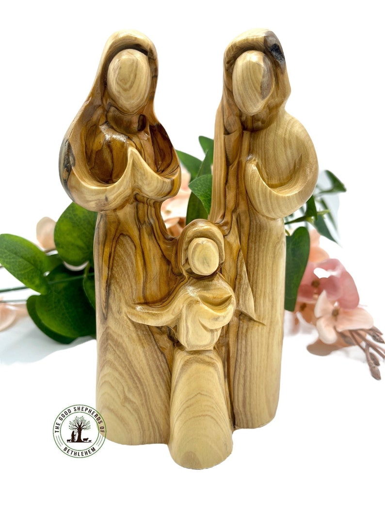 Olive Wood Holy Family Hand Carved Wooden Holy Family Etsy