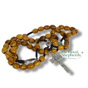 Olive Wood Rosary with Bethlehem Soil – Handcrafted Large Bead Rosary from the Holy Land